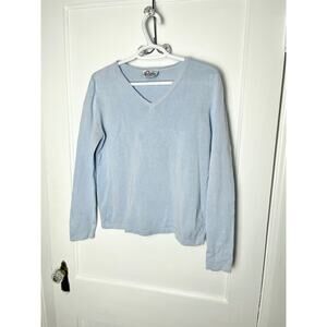 Vintage Lilly Pulitzer Light Blue Cotton V-neck Breathable Classic Sweater Small